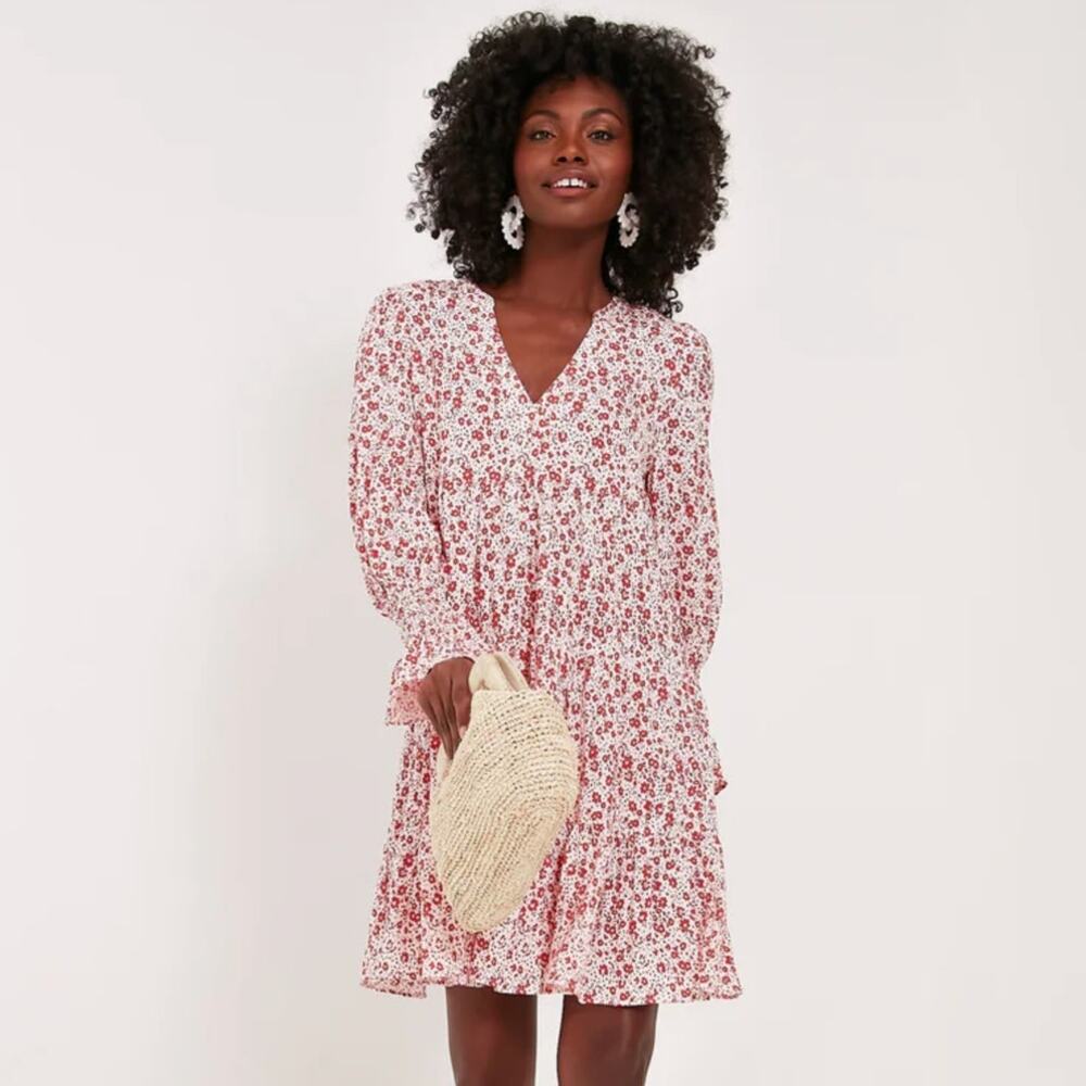 TUCKERNUCK x POMANDER PLACE Kenzo Dress Scarlet Ditsy Floral Red Sz XS {3Z30}